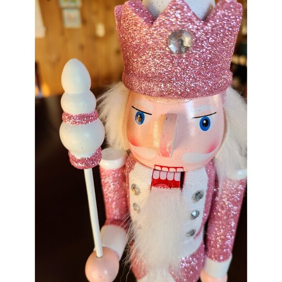 Pink Christmas Nutcracker Soldier Wooden Statue Holiday Decor Xmas Decoration - Picture 13 of 15